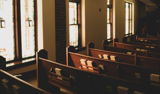 Inside church building.