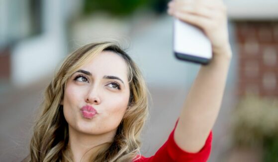 Duck face selfie.