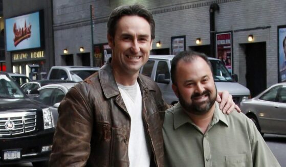 TV personalities Mike Wolfe (L) and Frank Fritz of 'American Pickers' at the 'Late Show With David Letterman' taping at Ed Sullivan Theater on January 11, 2011 in New York City.