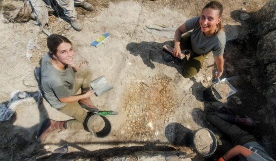Archeologists on site at an excavated Byzantine convent in the low foothills east of Shoham.