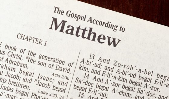 The Book of Matthew title page close-up.