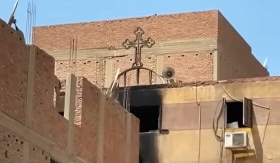 Video screenshot of aftermath of church fire at the Martyr Abu Sefein church in Cairo, Egypt on Sunday, August 14, 2022.