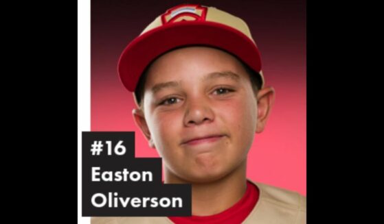 Easton Oliverson in Little League uniform.