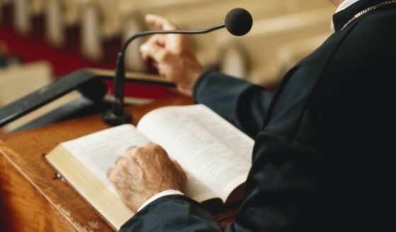Pastor giving a sermon.