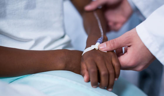 Doctor examining a child in the hospital.