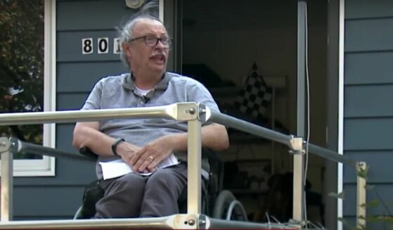 Disabled veteran John Frank in his wheelchair