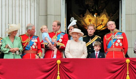 Queen Elizabeth Prince Harry, William, Philip, Royal family, Buckingham Palace London June 13 2015: Trooping the Colour, Prince Philip Georges Kate Balcony Palace Queen Birthday