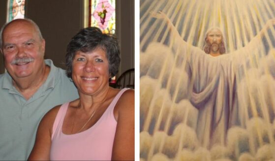 (Left) Howard Storm and his wife, Marcia. (Right) One of Howard's paintings