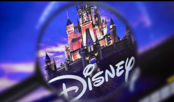 Brest, Belarus, March 15, 2019. The home page of the Disney site, view through a magnifying glass. Disney company logo is visible. Soft focus.