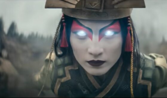 Still of Suki with eyes aglow taken from "Avatar: The Last Airbender | Final Trailer."