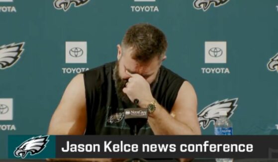Jason Kelce tearing up at NFL presser.