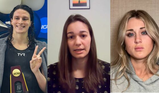 Side-by-side of Leah Thomas, Réka György and Riley Gaines from an interview with The Free Press