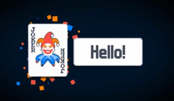 Joker card and the word "Hello" from Balatro video game.