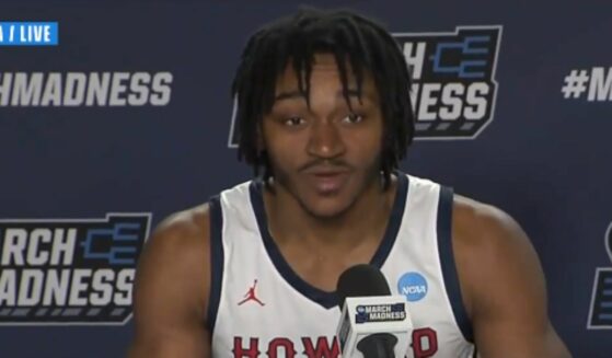 Bryce Harris speaking during press conference after game.