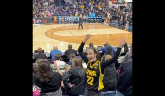 Orly Mintz in the stands wearing Caitlin Clark's number on her Iowa Hawkeyes jersey, April 1, 2024.