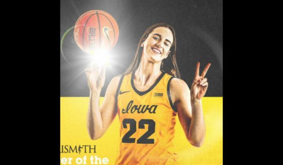 Caitlin Clark poster highlighting she is the Naismith player of the year.